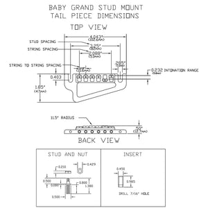 NEW Hipshot 43100G Baby Grand Retrofits on Gibson Style Studs Mount Guitar, GOLD