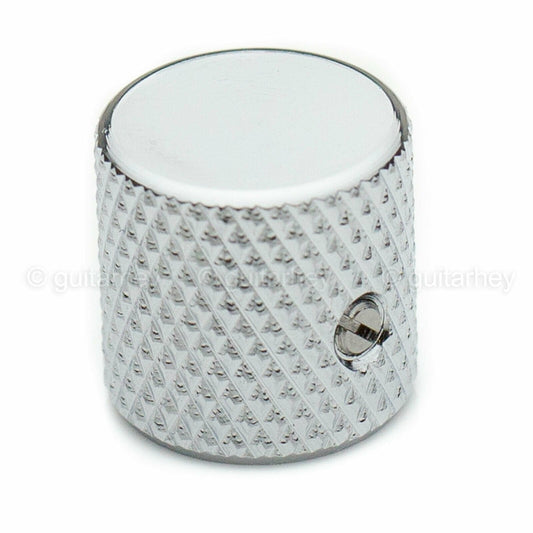 NEW (1) Chrome Brass Flat Barrel Knobs w/ Set Screw for Telecaster, Bass 6mm ID