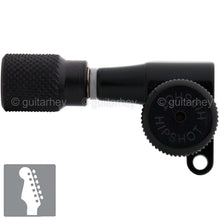 Load image into Gallery viewer, NEW Hipshot 6-in-Line Locking STAGGERED w/ KNURLED Butttons LEFT-HANDED - BLACK