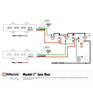 NEW DiMarzio DP123 Model J Pair Original Fender Jazz Bass Bridge & Neck - BLACK