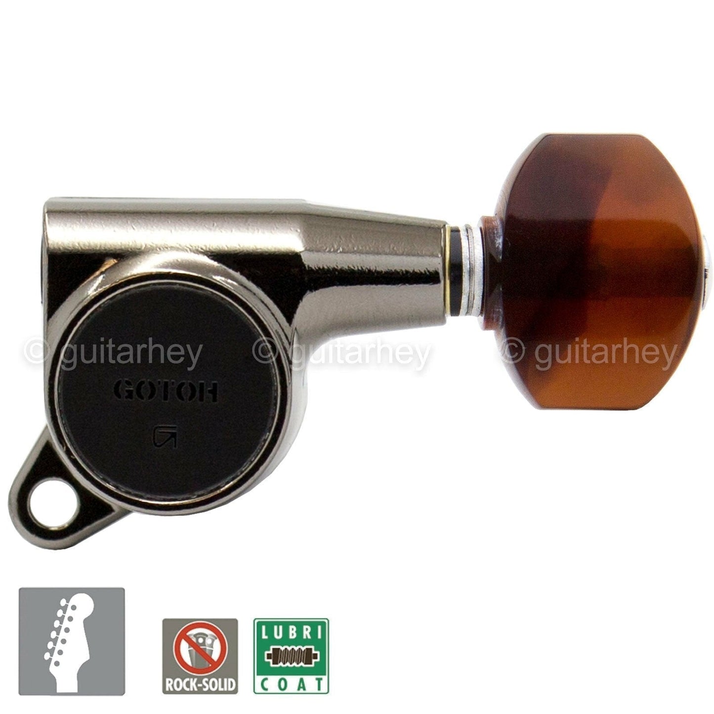 NEW Gotoh SG381 TORTOISE Buttons Tuning Keys 6 in line 16:1 Ratio - COSMO BLACK
