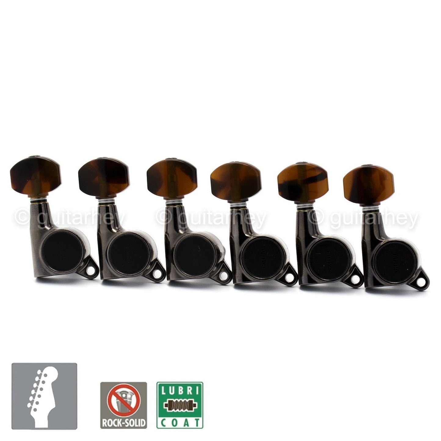 NEW Gotoh SG381 TORTOISE Buttons Tuning Keys 6 in line 16:1 Ratio - COSMO BLACK