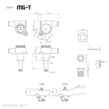 Load image into Gallery viewer, NEW Gotoh SG381-07 MGT 6 In-Line Set Locking Tuning Keys LEFT-HANDED - BLACK