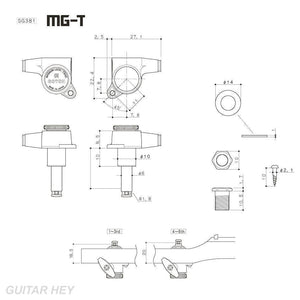 NEW Gotoh SG381-07 MGT 6 In-Line Set Locking Tuning Keys LEFT-HANDED - BLACK