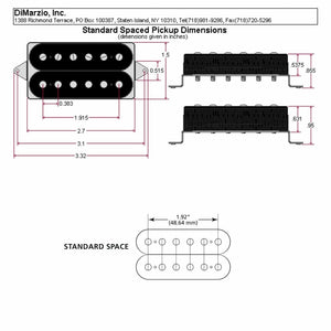 NEW DiMarzio DP155 The Tone Zone Humbucker Bridge Standard Spaced - BLACK/CREAM
