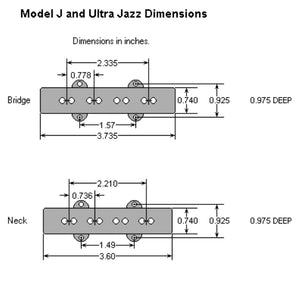 NEW DiMarzio DP149 Ultra Jazz Pair Jazz Bass Pickup Set Bridge & Neck - BLACK