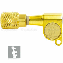 Load image into Gallery viewer, NEW Hipshot USA Mini 6-In-Line STAGGERED Tuners Knurled Buttons, TREBLE - GOLD