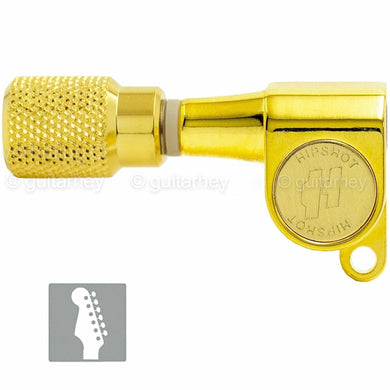 NEW Hipshot USA Mini 6-In-Line STAGGERED Tuners Knurled Buttons, TREBLE - GOLD