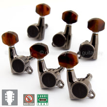 Load image into Gallery viewer, NEW Gotoh SG381 L3+R3 TORTOISE Buttons Tuning Keys 16:1 Ratio 3x3 - COSMO BLACK