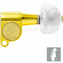 Load image into Gallery viewer, NEW Hipshot Mini 6-In-Line STAGGERED HALF-MOON Pearl Buttons Right Handed - GOLD