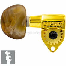 Load image into Gallery viewer, NEW Hipshot Classic 6 in line Non-Staggered Tuners Amber Moon LEFT HANDED - GOLD
