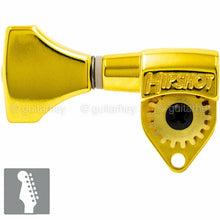 Load image into Gallery viewer, NEW Hipshot Classic Open-Gear 6 in line Non-Staggered Tuners LEFT HANDED - GOLD