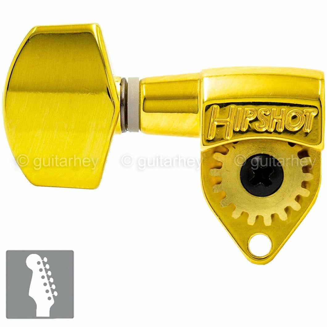 NEW Hipshot Classic 6 in line Non-Staggered Tuners Hex Button LEFT HANDED - GOLD