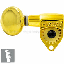 Load image into Gallery viewer, NEW Hipshot Classic 6 in line Non-Staggered Tuners OVAL Buttons LEFT HANDED GOLD