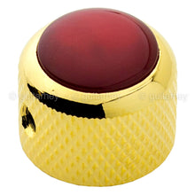 Load image into Gallery viewer, NEW (1) Q-Parts Guitar Knob GOLD with ACRYLIC RED PEARL on Dome KGD-0057