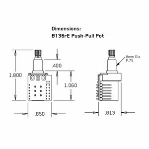 NEW EMG 25K Control POT Push-Pull Short-Shaft Split Strat for Dual-Mode Pickups