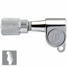 Load image into Gallery viewer, Hipshot Classic Mini Tuners 6 in line STAGGERED Knurled LEFT-HANDED - CHROME