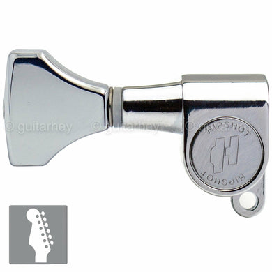 Hipshot Classic Mini Tuners 6 in line STAGGERED HS Buttons LEFT-HANDED - CHROME