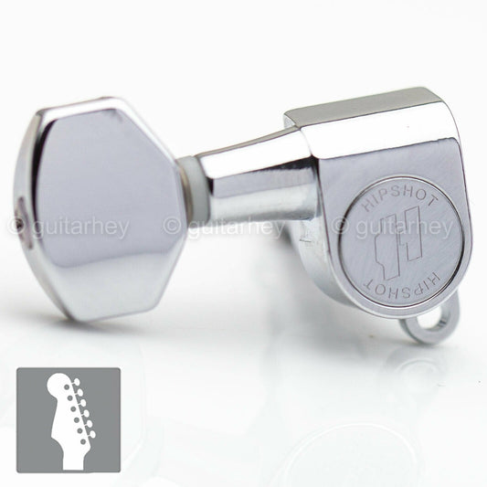 NEW Hipshot Classic Mini M6 Style Tuners 6 in line STAGGERED LEFT-HANDED, CHROME