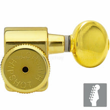 Load image into Gallery viewer, NEW Hipshot STAGGERED Tuners Kit Fender® Directrofit™ LOCKING OVAL Buttons, GOLD