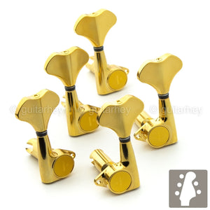 NEW Gotoh GB720 5-String Bass Keys L3+R2 Lightweight Tuners w/ Screws 3x2 - GOLD