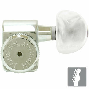 NEW Hipshot STAGGERED Tuners Fender® Directrofit™ LOCKING Pearl Buttons - NICKEL