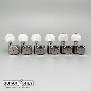 NEW Hipshot STAGGERED Tuners Fender® Directrofit™ LOCKING Pearl Buttons - NICKEL