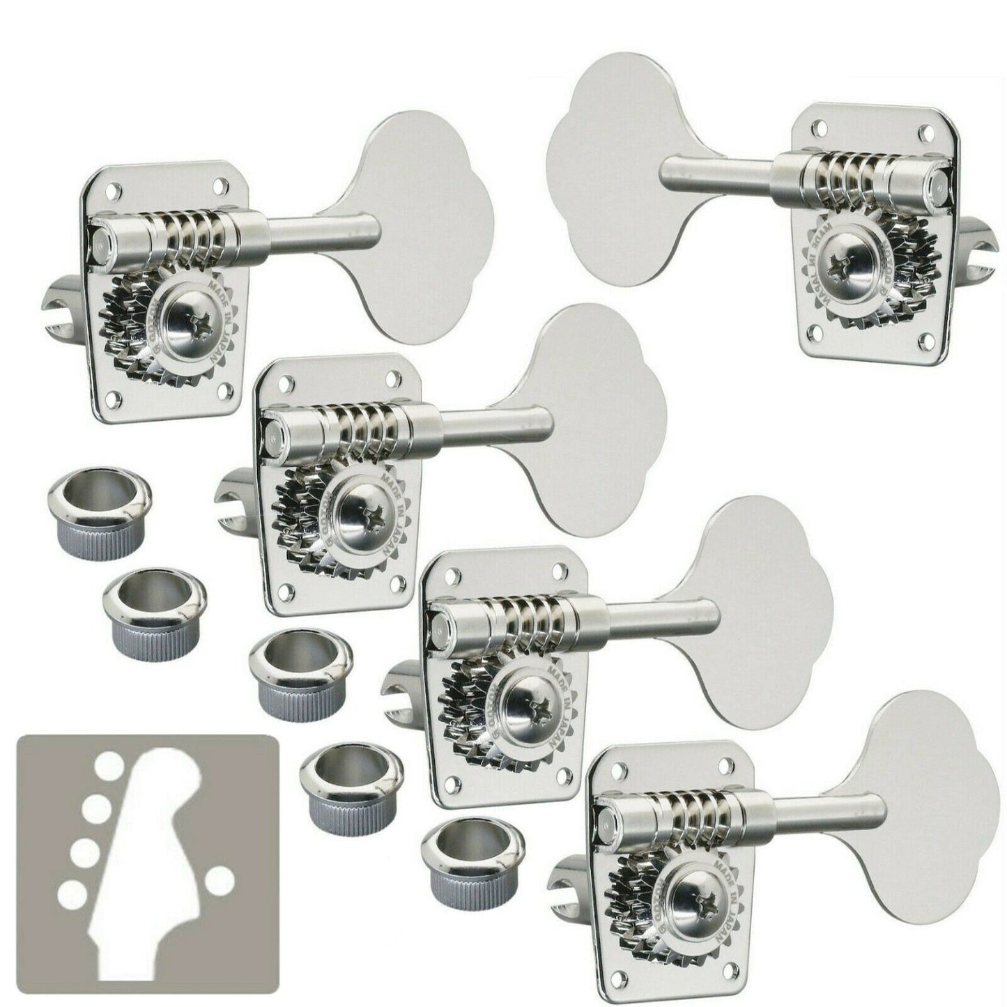NEW Gotoh GB10 Bass Tuners 5-String L4+R1 Set 1:20 gear 19/32 [15mm] 4x1, NICKEL