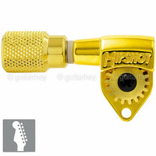 Load image into Gallery viewer, NEW Hipshot Classic 6 in line STAGGERED Tuners, Knurled, LEFT HANDED - GOLD