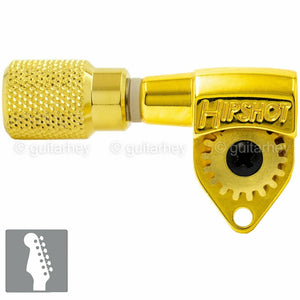 NEW Hipshot Classic 6 in line STAGGERED Tuners, Knurled, LEFT HANDED - GOLD