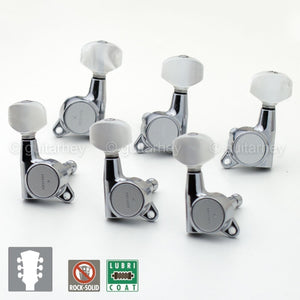 NEW Gotoh SG381-P7 Sealed Mini Tuners Set L3+R3 w/ PEARLOID Buttons 3x3 - CHROME