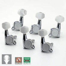 Load image into Gallery viewer, NEW Gotoh SG381-P7 Sealed Mini Tuners Set L3+R3 w/ PEARLOID Buttons 3x3 - CHROME