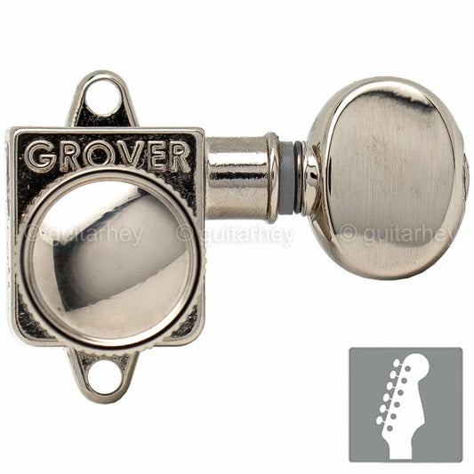 NEW Grover 505F Rotomatic Locking Tuners Vintage 6 In-line OVAL Buttons - NICKEL