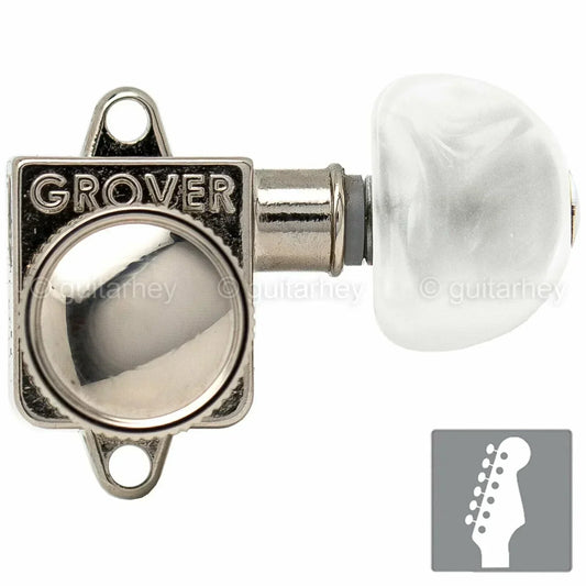 NEW Grover 505F Rotomatic Locking Tuners Vintage 6 In-line PEARL MOON - NICKEL
