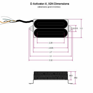 NEW DiMarzio DP222 D Activator-X Bridge Guitar Humbucker Universal Space - BLACK