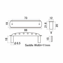 Carregar imagem no visualizador da galeria, NEW Bridge for Fender Mustang® Guitar 2-7/8&quot; Post 2-3/16 string Spacing - CHROME