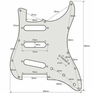 3-Ply Pickguard for Stratocaster/Strat® USA MIM Standard SSS 11-Hole WHITE PEARL