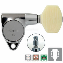 Load image into Gallery viewer, NEW Gotoh SG301-M07 MG L3+R3 LOCKING Tuners Set w/ Ivory Buttons 3X3 - CHROME