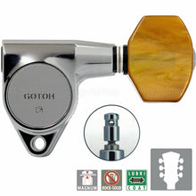 Load image into Gallery viewer, NEW Gotoh SG301-P8 MG L3+R3 LOCKING Tuners Set w/ Amber Buttons 3X3 - CHROME