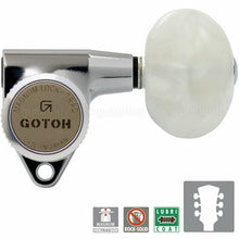 Load image into Gallery viewer, NEW Gotoh SG301-P1 MGT L3+R3 Locking Tuners w/ LARGE Pearl Buttons 3x3 - CHROME