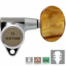 Carregar imagem no visualizador da galeria, NEW Gotoh SG301-P2 MGT L3+R3 Locking Tuners w/ LARGE AMBER Buttons 3x3 - CHROME