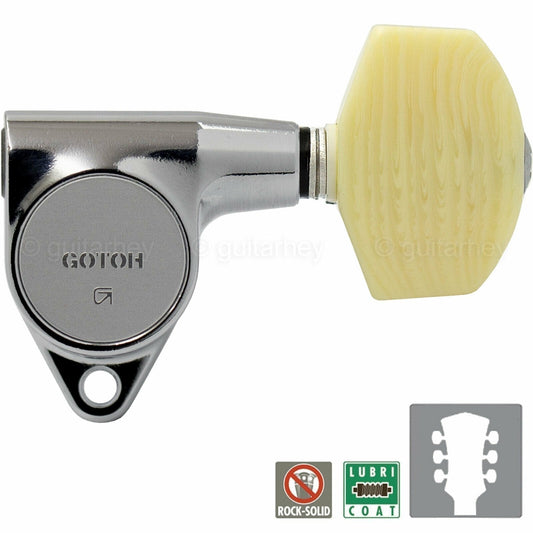 NEW Gotoh SG301-M01 L3+R3 Tuning Keys Set Tuners LARGE IVORY Buttons 3x3, CHROME