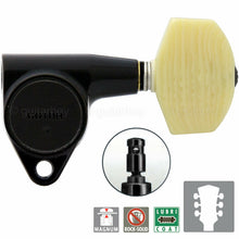 Carregar imagem no visualizador da galeria, NEW Gotoh SG301-M01 MG L3+R3 Locking Tuners Set LARGE IVORY Buttons 3x3 - BLACK