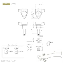 Carregar imagem no visualizador da galeria, NEW Gotoh SG301-M01 MG L3+R3 Locking Tuners Set LARGE IVORY Buttons 3x3 - BLACK