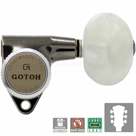 NEW Gotoh SG301-P1 MGT Locking Tuners w/ LARGE PEARL Buttons 3x3 - COSMO BLACK