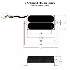 NEW DiMarzio DP102 X2N Bridge Humbucker Universal Spacing - BLACK