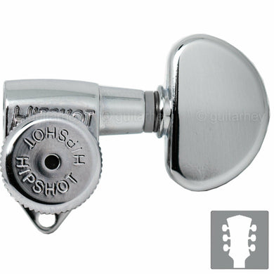 NEW Hipshot Grip-Lock Open-Gear TUNERS w/ LARGE Half Moon Buttons Set 3x3 CHROME