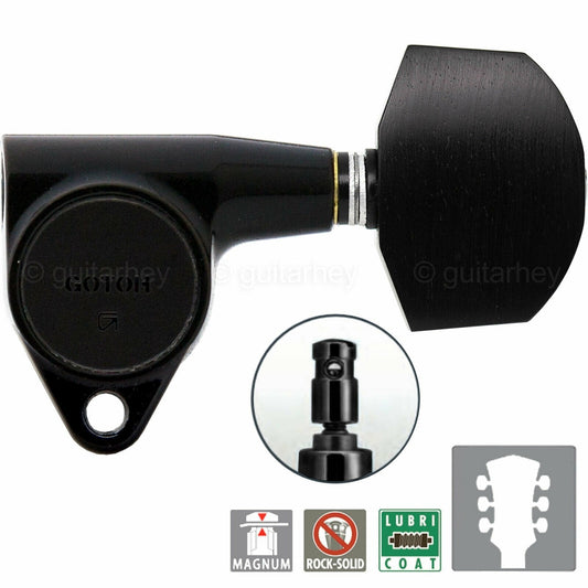 NEW Gotoh SG301-EN01 MG L3+R3 LOCKING Tuners Set Large EBONY Buttons 3x3 - BLACK