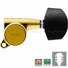Load image into Gallery viewer, NEW Gotoh SG381-EN01 Guitar Tuning L3+R3 w/ Large EBONY Buttons Set 3x3 - GOLD