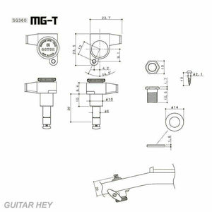 NEW Gotoh SG360-EN01 MGT Locking Tuners L3+R3 Large EBONY Buttons 3x3 - CHROME